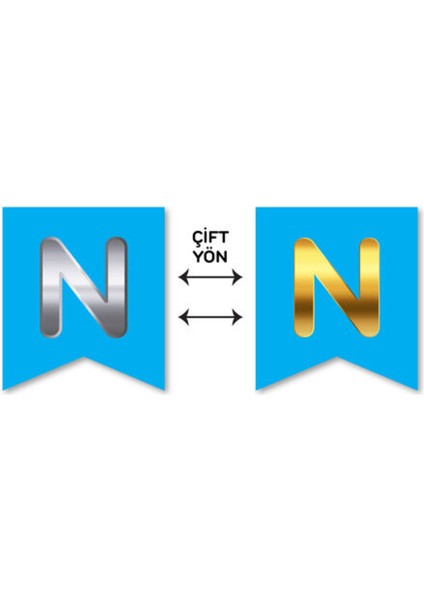 Çift Taraflı Harf Banner Gold/gümüş Mavi N