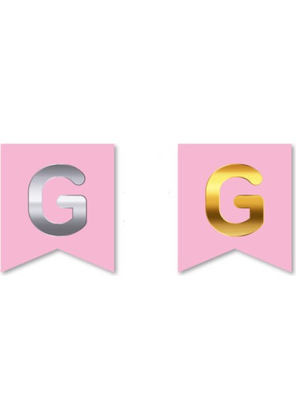 Çift Taraflı Harf Banner Gold/gümüş Pembe G