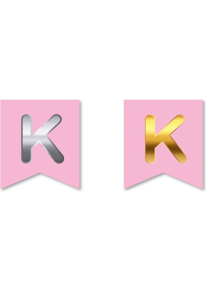 Çift Taraflı Harf Banner Gold/gümüş Pembe K