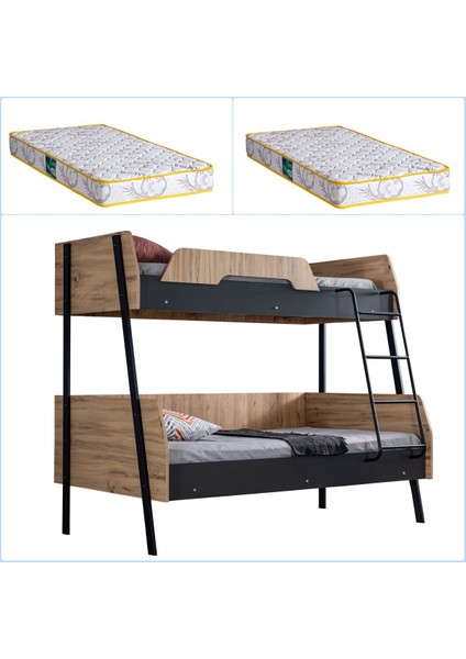 Alba Geniş Ranza, Antrasit + 2 Adet Comfort Yatak