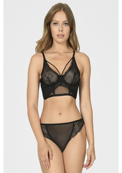 Kadın 470644  Bralet Desteksiz Sütyen Külot Takım Siyah