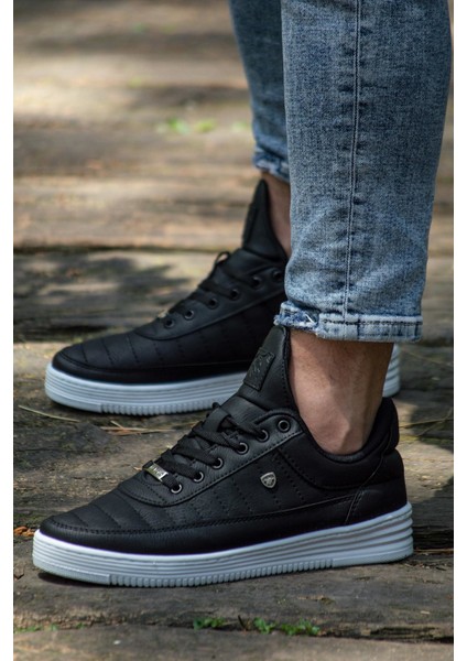 07 Siyah Beyaz Unisex Erkek Spor Ayakkabı