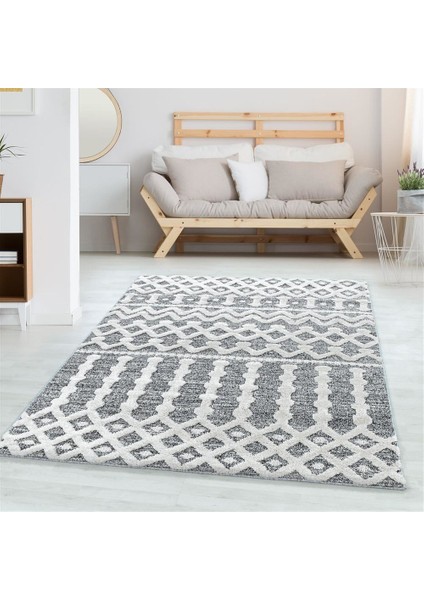 Modern Dekoratif Bukleli kabartmalı gotik desenli Krem Gri Oturma odası Salon Halısı