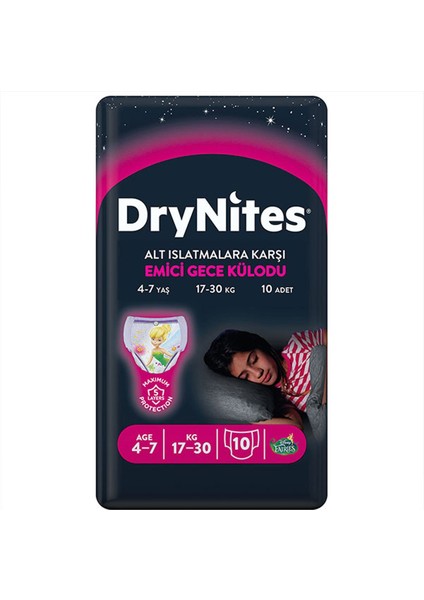 Huggies DryNites Kız Emici Gece Külodu 4-7 Yaş 10 Adet