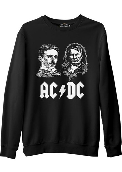 Ac Tesla Vs. Dc Edison Siyah Erkek Kalın Sweatshirt