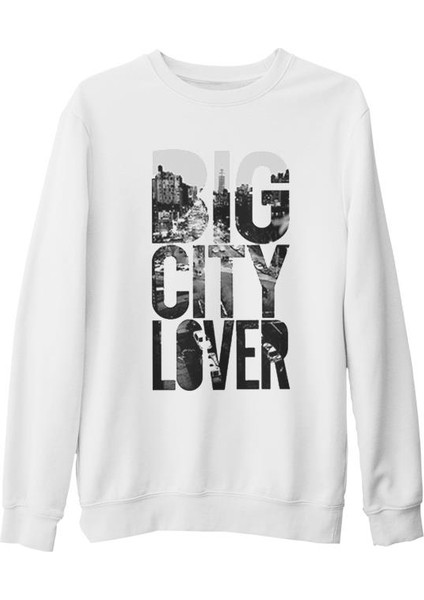 Big City Lover Beyaz Kalın Sweatshirt