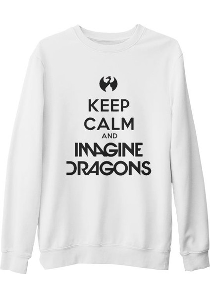 Imagine Dragons - Keep Calm Beyaz Kalın Sweatshirt