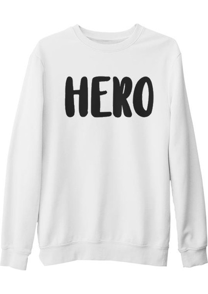 My Hero - Hero Beyaz Kalın Sweatshirt