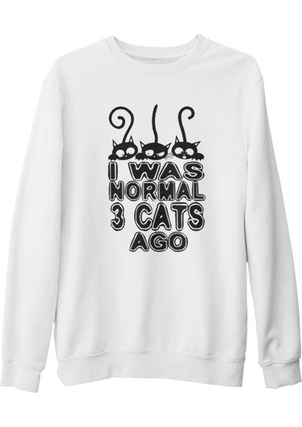 Normal 3 Cats Ago Beyaz Kalın Sweatshirt