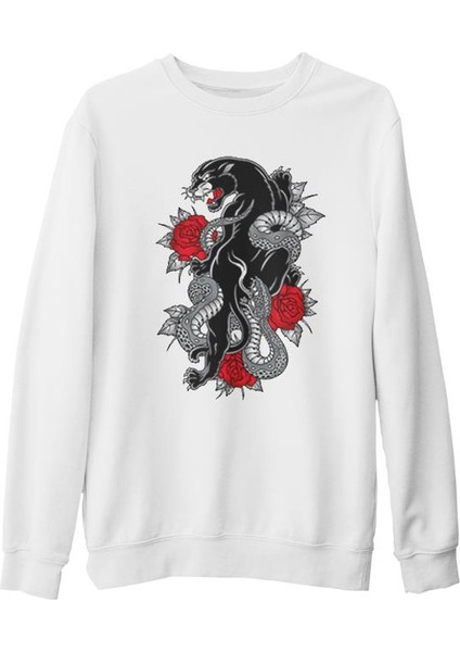 Tattoo - Tiger Beyaz Kalın Sweatshirt