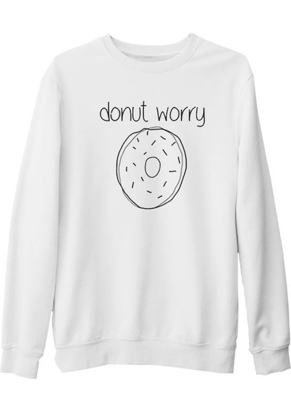 Donut Worry Beyaz Kalın Sweatshirt