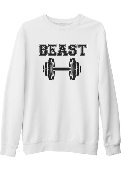 Beauty And The Beast - Beast Beyaz Kalın Sweatshirt