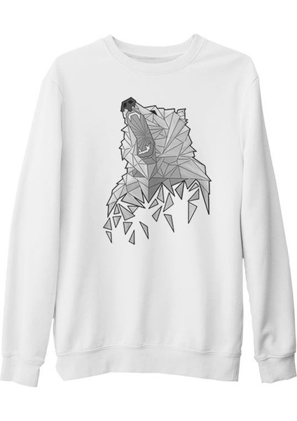 Ayı - Greyangles Beyaz Kalın Sweatshirt