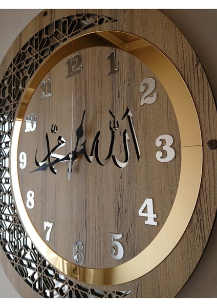 Ahşap Aynalı Motifli Duvar Saati 50 cm fiyatları