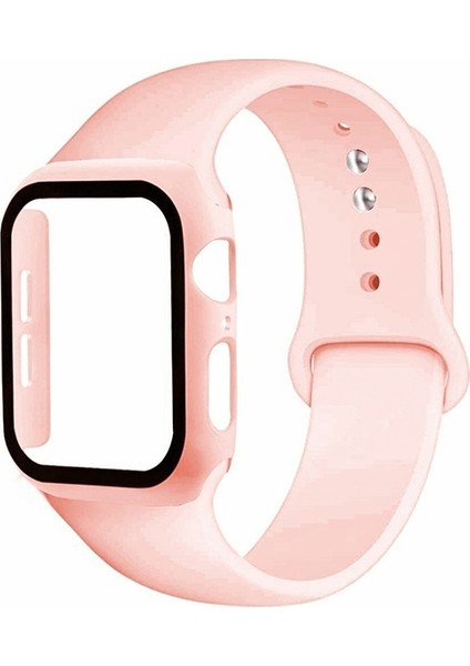 Apple Watch Uyumlu 4-5-6 40MM Silikon Kordon Kayış ve Ekran Koruyucu Kılıf