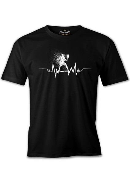 Lordd T-Shirt Tenis- Heartbeat Oyun Siyah Erkek T-Shirt
