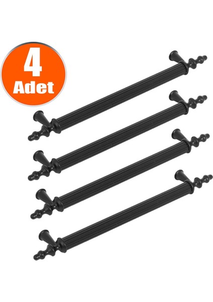 Ovacık Çekmece Dolap Kapak Kulpu Kulbu 160 mm Siyah Metal Kulp (4 Adet)