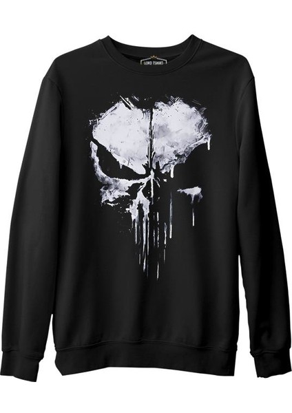 Punisher - Logo Punch Siyah Erkek Kalın Sweatshirt