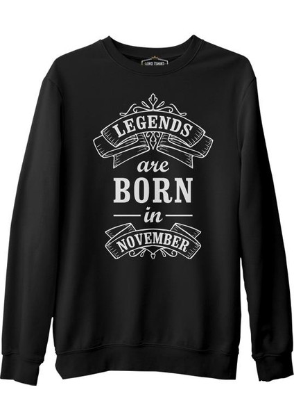 Burç - Born In November Legends Siyah Erkek Kalın Sweatshirt
