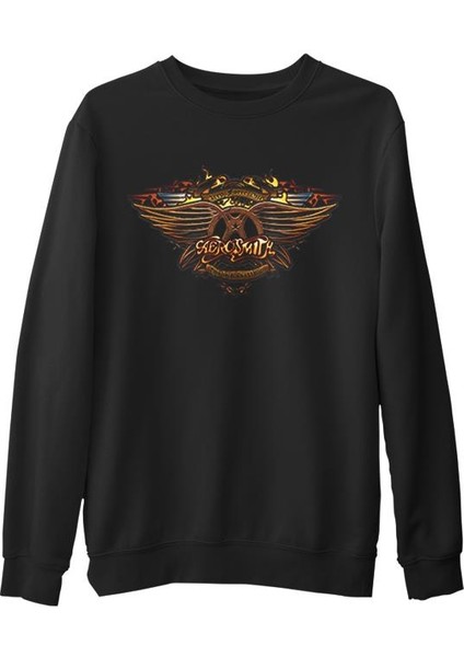 Aerosmith Siyah Erkek Kalın Sweatshirt