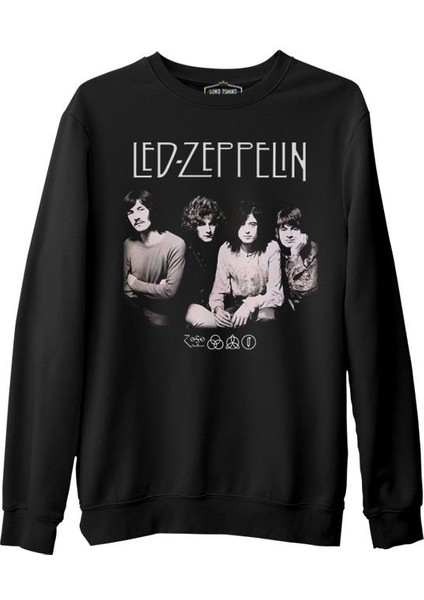 LED Zeppelin - Grup Siyah Erkek Kalın Sweatshirt