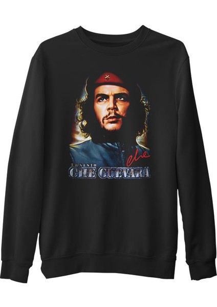 Che Guevara - Classic Siyah Erkek Kalın Sweatshirt
