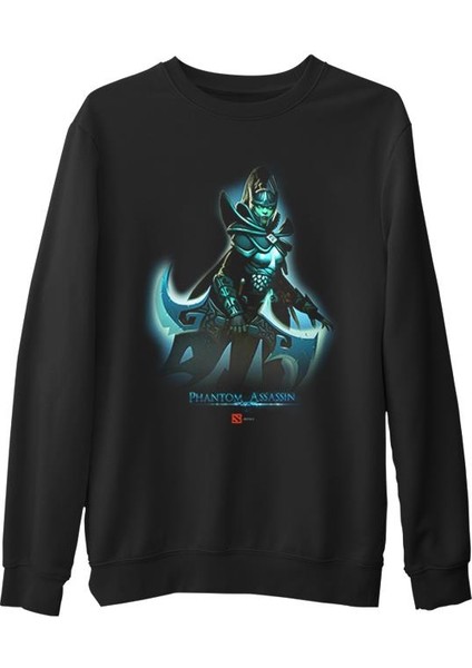 Dota 2 - Phantom Assassin Siyah Erkek Kalın Sweatshirt