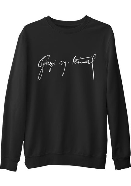 Atatürk - Gazi Mustafa Kemal Siyah Erkek Kalın Sweatshirt