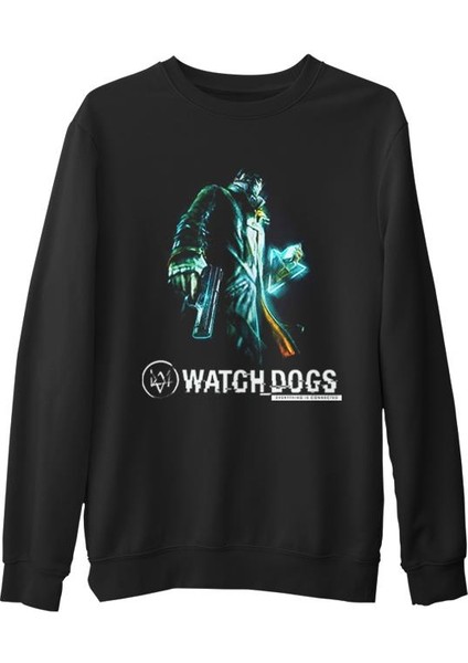 Watch Dogs Siyah Erkek Kalın Sweatshirt