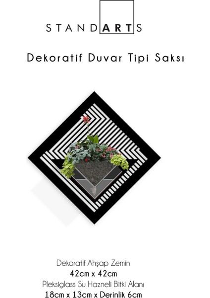 Duvar Tipi Ahşap Dekoratif Saksı