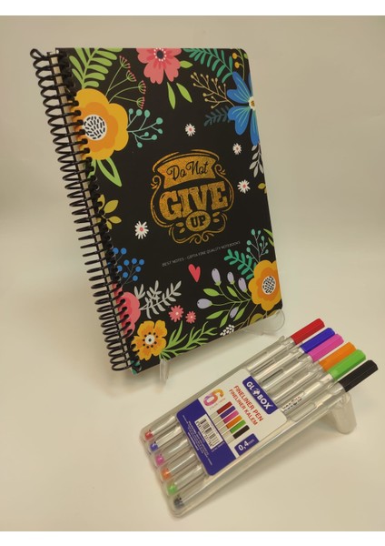 Do Not Give Up Tasarımlı 17X24 120 Yaprak Çizgili Defter ve Globox 6'lı Fineliner Kalem Seti fiyatları