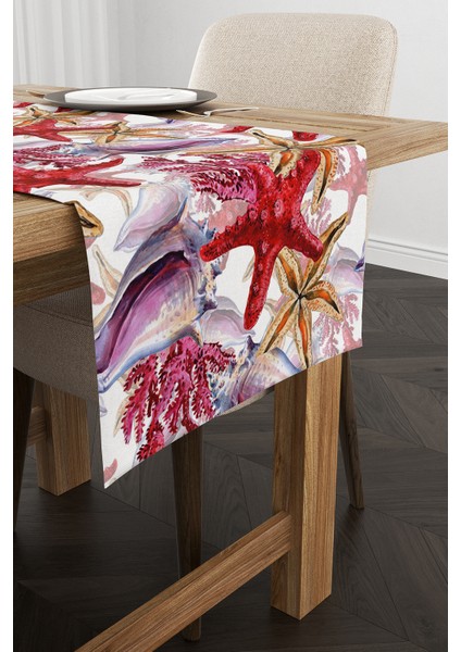 Beyaz Kırmızı Marin Desenli Dijital Baskılı Runner fiyatları