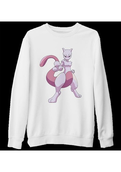 Pokemon Go - Mewtwo Beyaz Kalın Sweatshirt