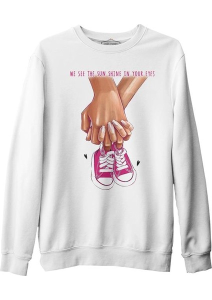 Yeni Bebek Kız Ayakkabı Anneler Günü Beyaz Unisex Kalın Sweatshirt