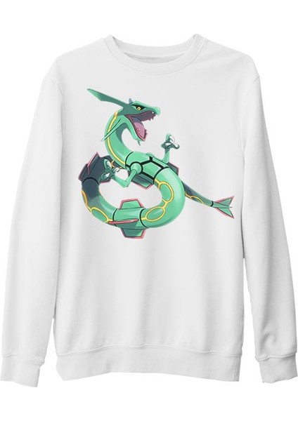 Pokemon Go - Rayquaza Beyaz Kalın Sweatshirt