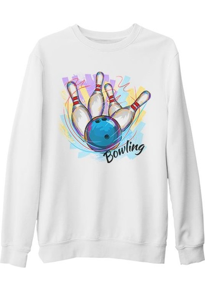 Bowling - Atış Beyaz Kalın Sweatshirt