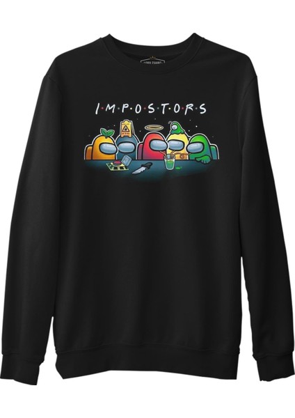 Among Us Impostors I Siyah Erkek Kalın Sweatshirt