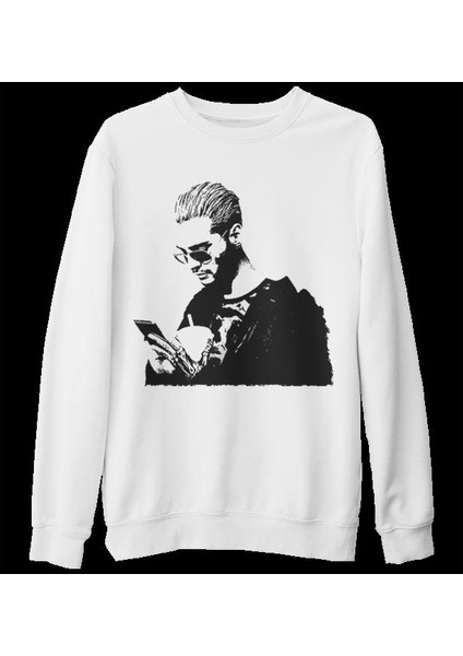 Tokio Hotel - Bill Kaulitz Beyaz Kalın Sweatshirt