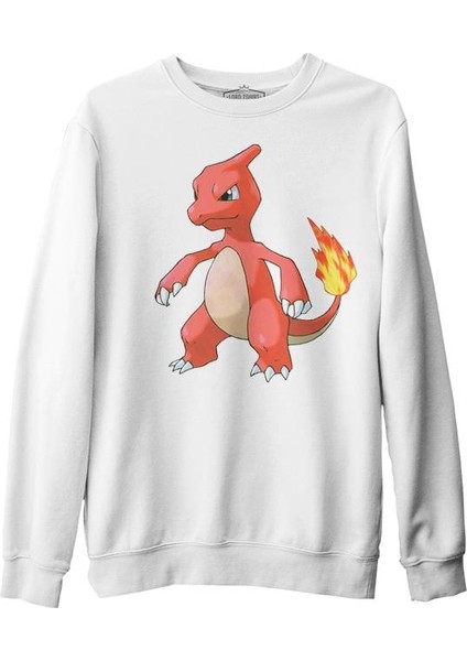 Pokemon - Charmeleon Beyaz Kalın Sweatshirt