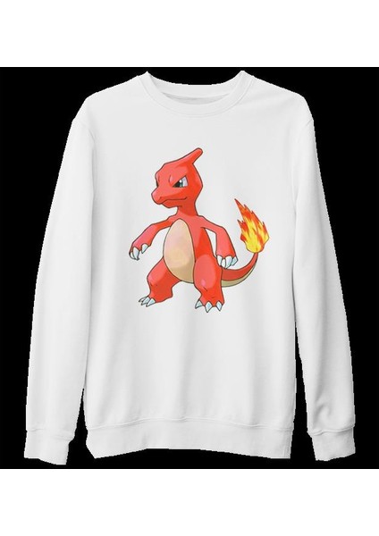 Pokemon - Charmeleon Beyaz Kalın Sweatshirt fiyatları