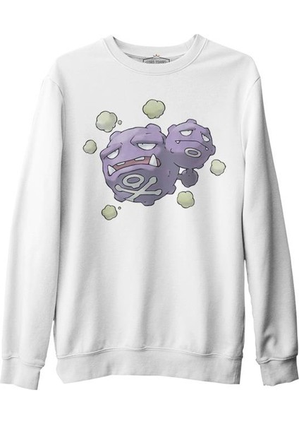 Pokemon - Weezing Beyaz Kalın Sweatshirt