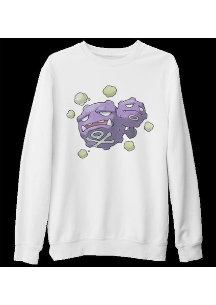 Pokemon - Weezing Beyaz Kalın Sweatshirt fiyatları