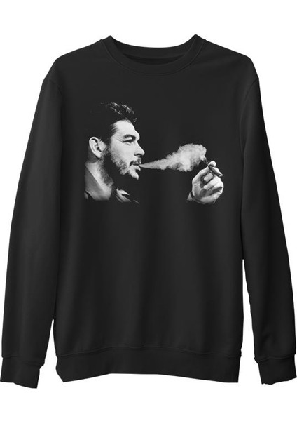Che Guevara 3 Siyah Erkek Kalın Sweatshirt