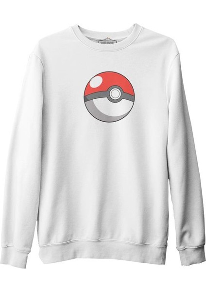 Pokemon - Pokeball Beyaz Kalın Sweatshirt
