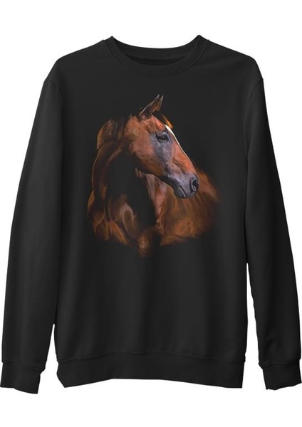 At 1 Siyah Erkek Kalın Sweatshirt