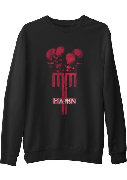 Marilyn Manson - mm Siyah Erkek Kalın Sweatshirt