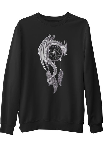 Dreamcatcher - Düş Kapanı Siyah Erkek Kalın Sweatshirt