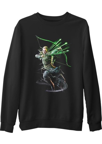 Guardians Of Middle Earth - Legolas Siyah Erkek Kalın Sweatshirt