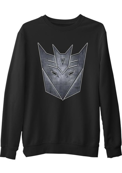 Transformers Logo 2 Siyah Erkek Kalın Sweatshirt