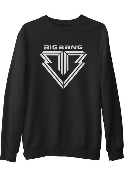 Big Bang - Logo Siyah Erkek Kalın Sweatshirt